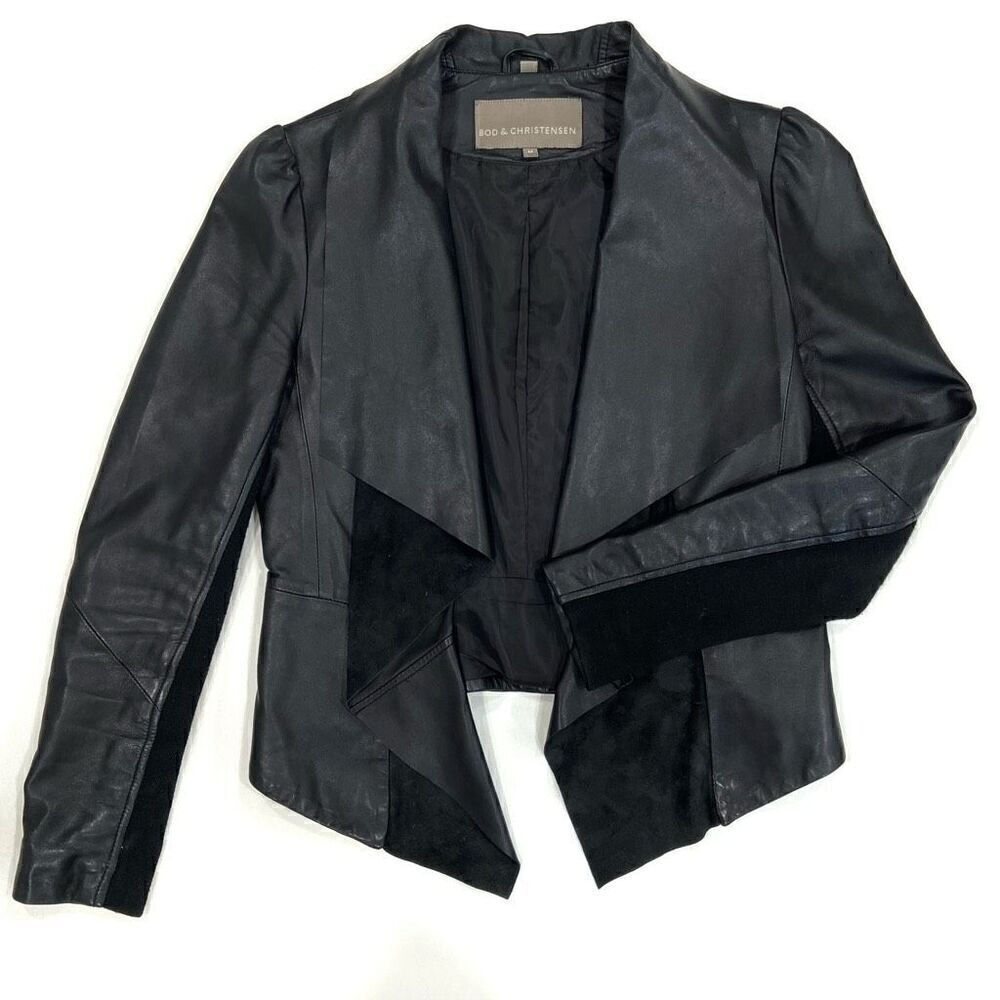 BOD & CHRISTENSEN Leather Waterfall Open Jacket - Picture 3 of 10